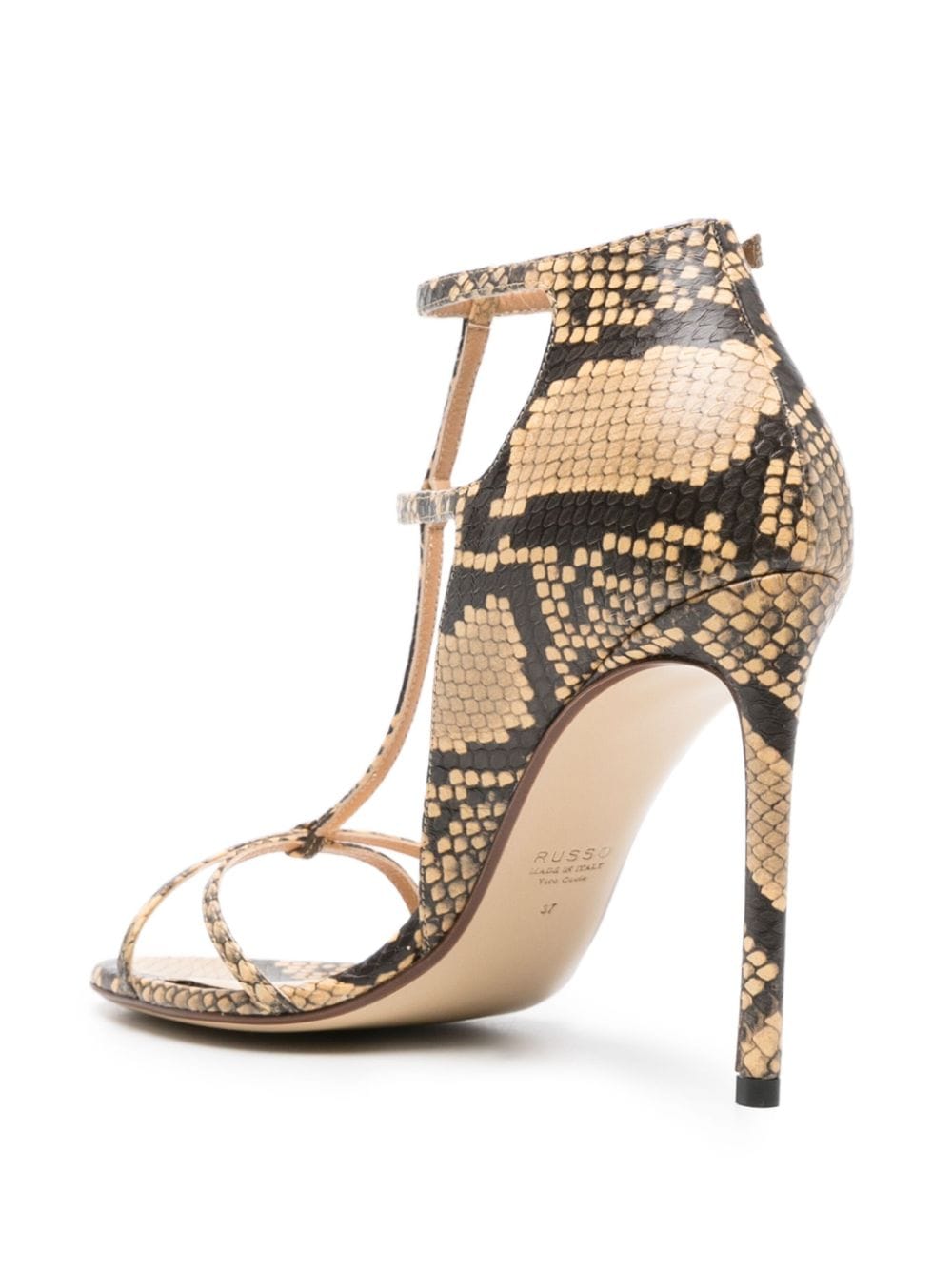 Shop Francesco Russo 105mm Snakeskin-effect Leather Sandals In Neutrals