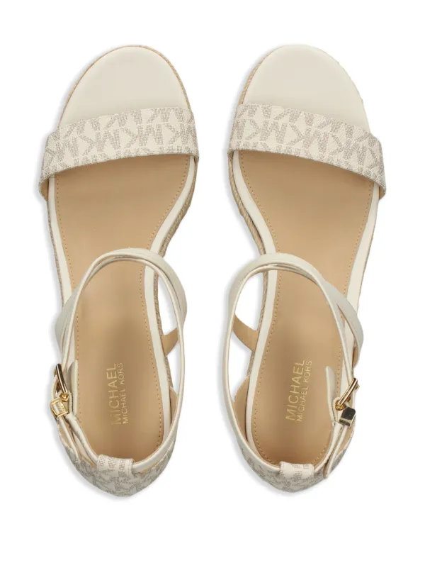 Michael Kors Serena Monogram Wedge Sandals White FARFETCH UK