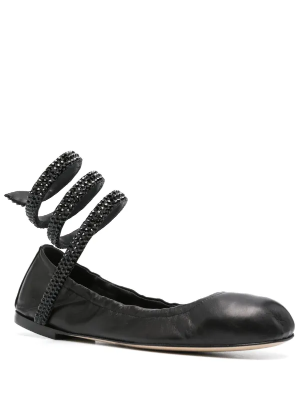 René Caovilla Cleo crystal-embellished Ballerina Shoes | Black