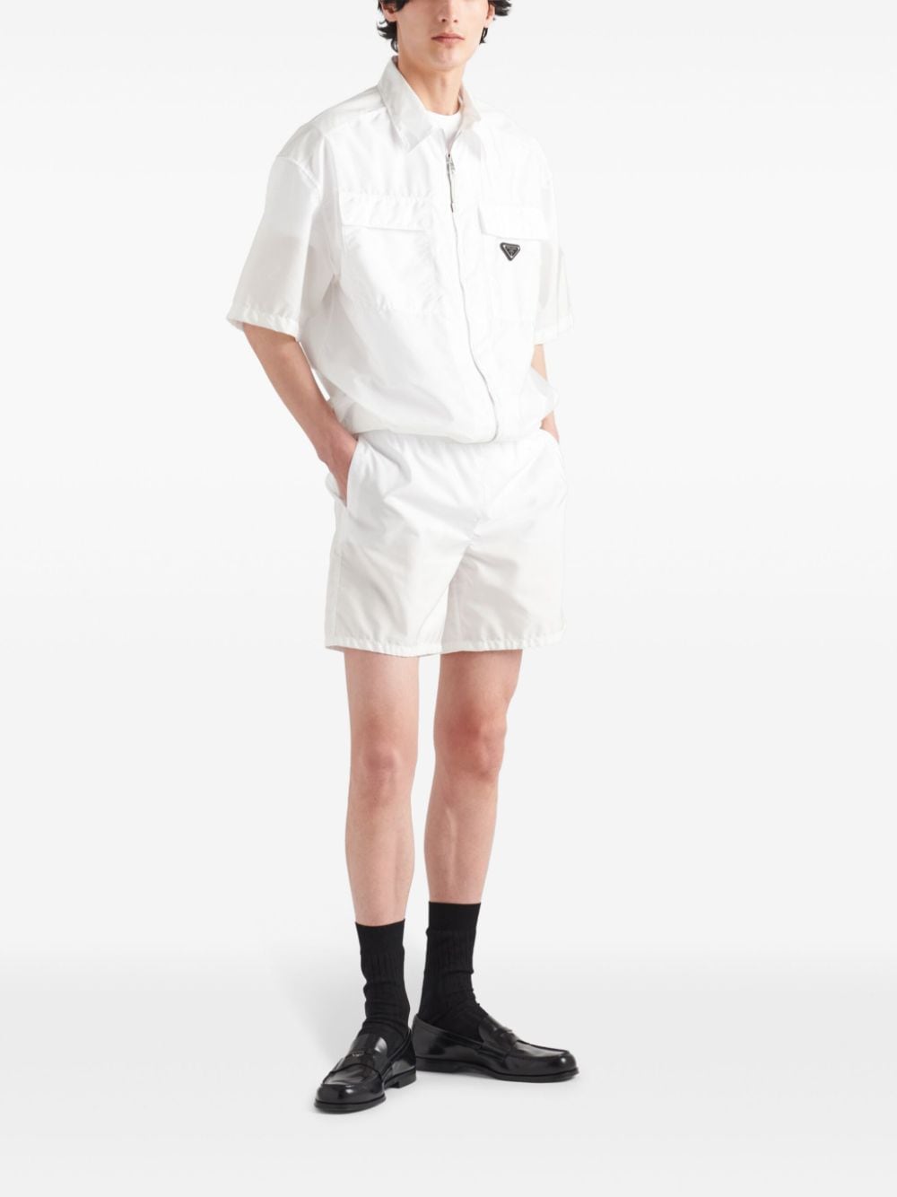 Shop Prada Re-nylon Shirt In White