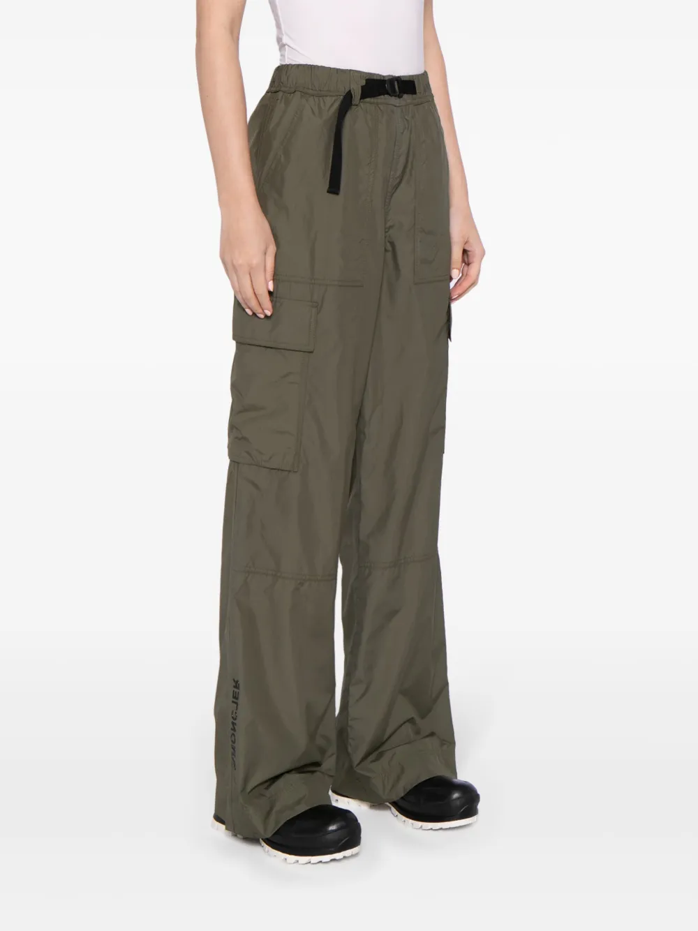 Shop Moncler Buckle-detail Track Pants In Green