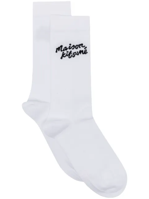 Maison Kitsuné Handwriting logo-intarsia socks