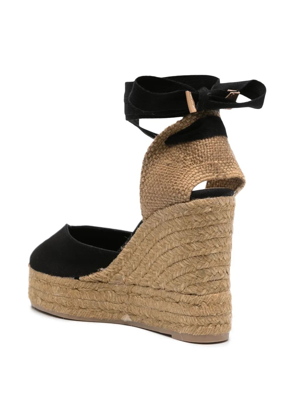 Castaã±er Almond-toe Raffia Sandals In 黑色