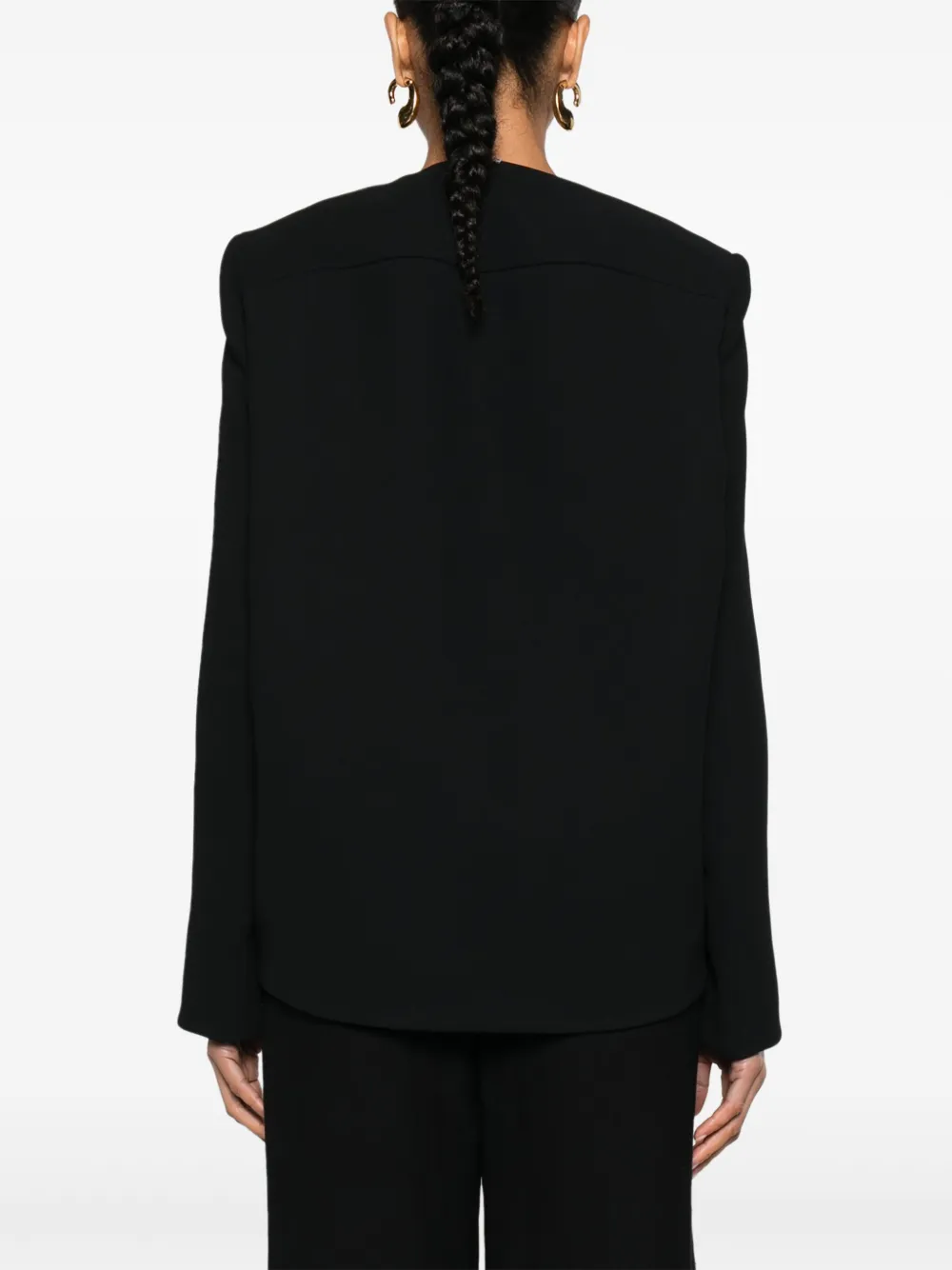 Sportmax Kraagloze blazer met enkele rij knopen Zwart