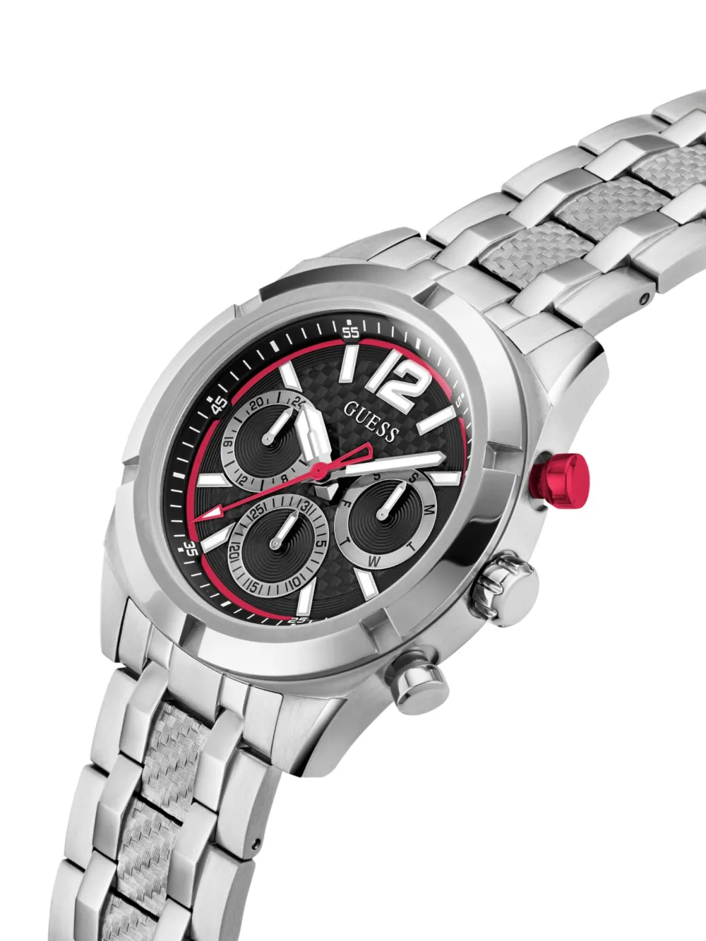 Shop Guess Usa Stainless Steel Chronograph 44mm In Schwarz