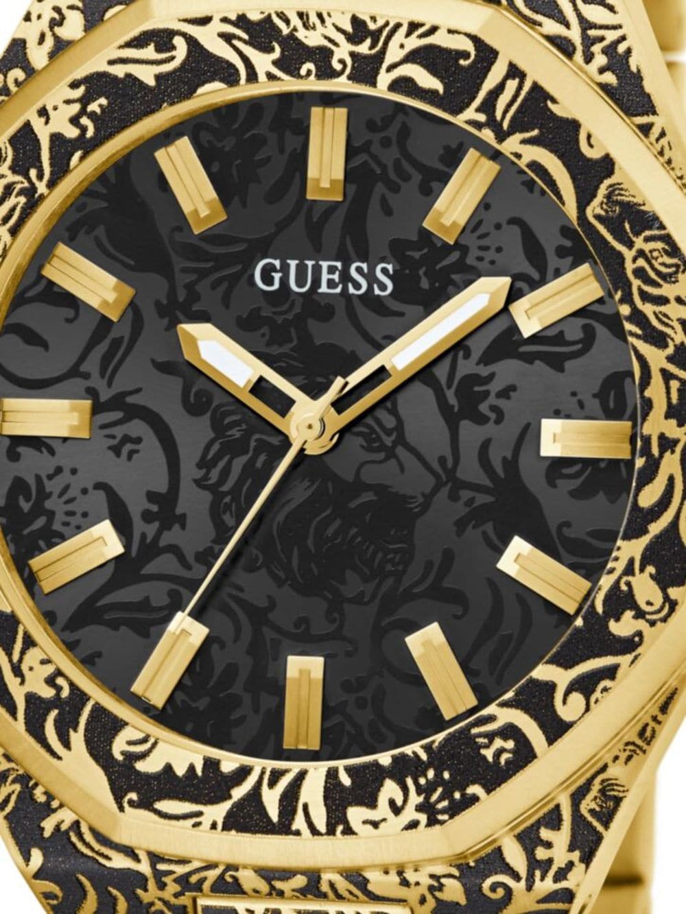 Shop Guess Usa Stainless Steel Battery 46mm In Schwarz