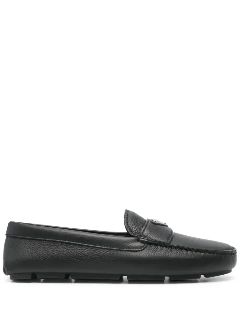 Prada triangle-logo leather loafers