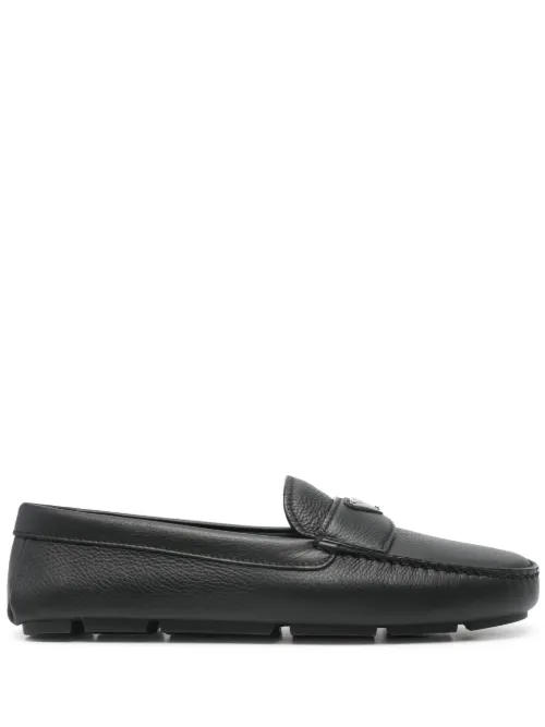 Mocassins en cuir à logo triangle - Prada - Modalova