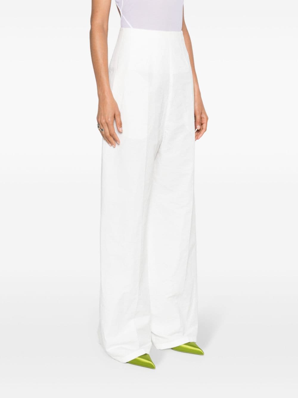 Shop Sportmax High-waisted Palazzo Pants In White