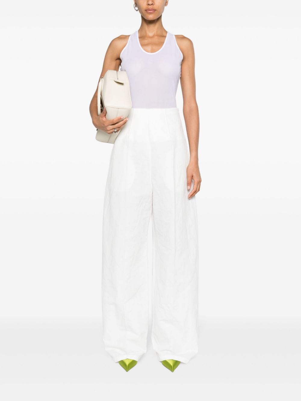 Shop Sportmax High-waisted Palazzo Pants In White