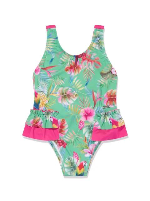 Patachou traje de baño con volantes y estampado tropical