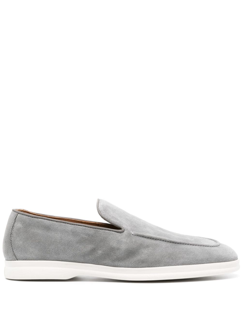 Doucal's Moc-stiching Suede Loafers In Grey