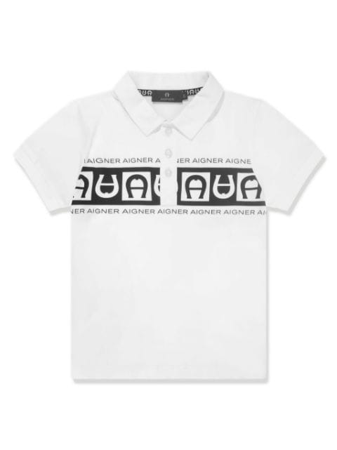 Aigner Kids logo-print cotton polo shirt