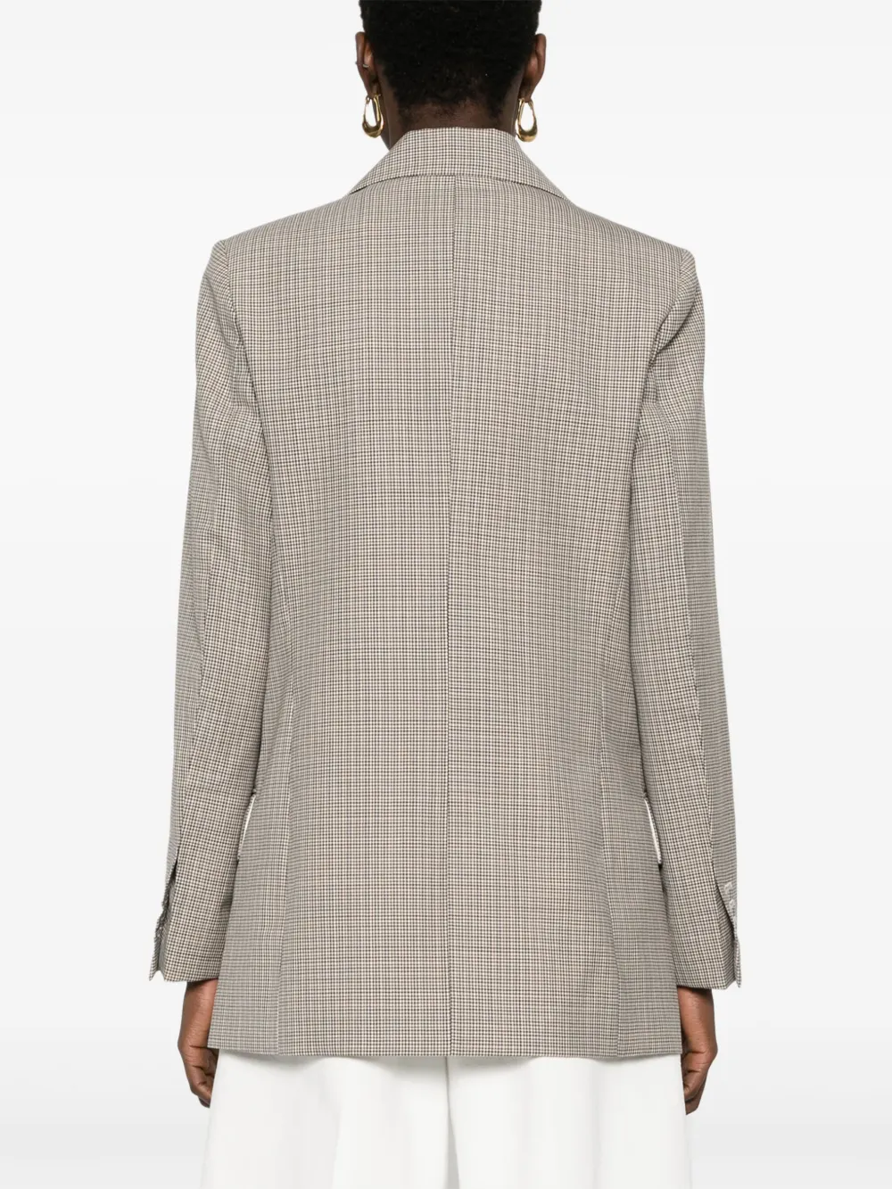 Shop Victoria Beckham Puppytooth Peak-lapel Blazer In Neutrals