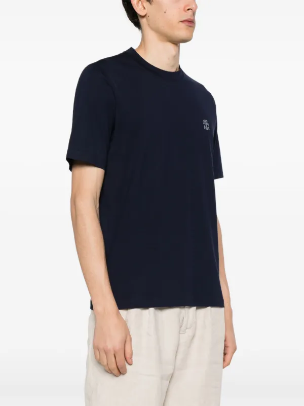 Tシャツ・カットソー BRUNELLO CUCINELLI Logo T-shirt Blue Brunello Cucinelli logo-print Cotton T-shirt | Blue