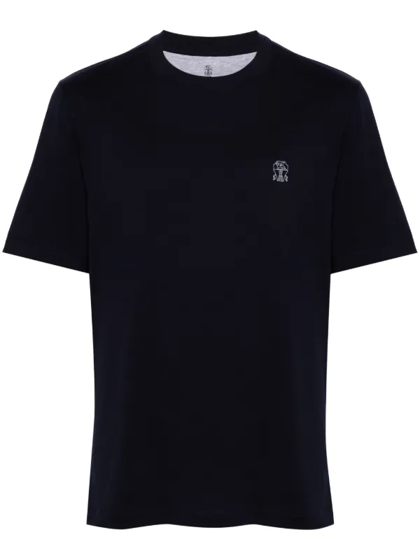 Tシャツ・カットソー BRUNELLO CUCINELLI Logo T-shirt Blue New Brunello Cucinelli Men Simplicity In Elegance Logo Blue