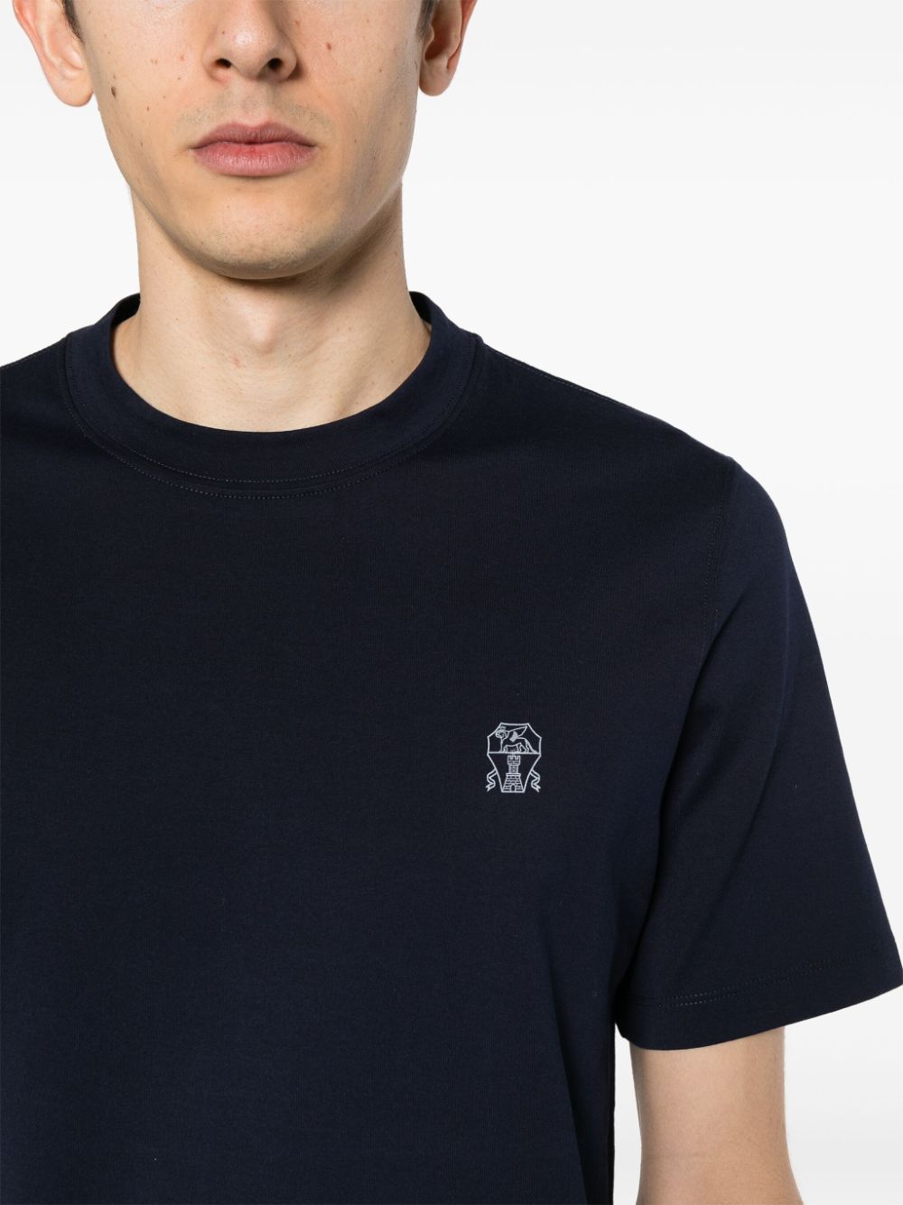 Brunello Cucinelli T-shirt met logoprint Blauw