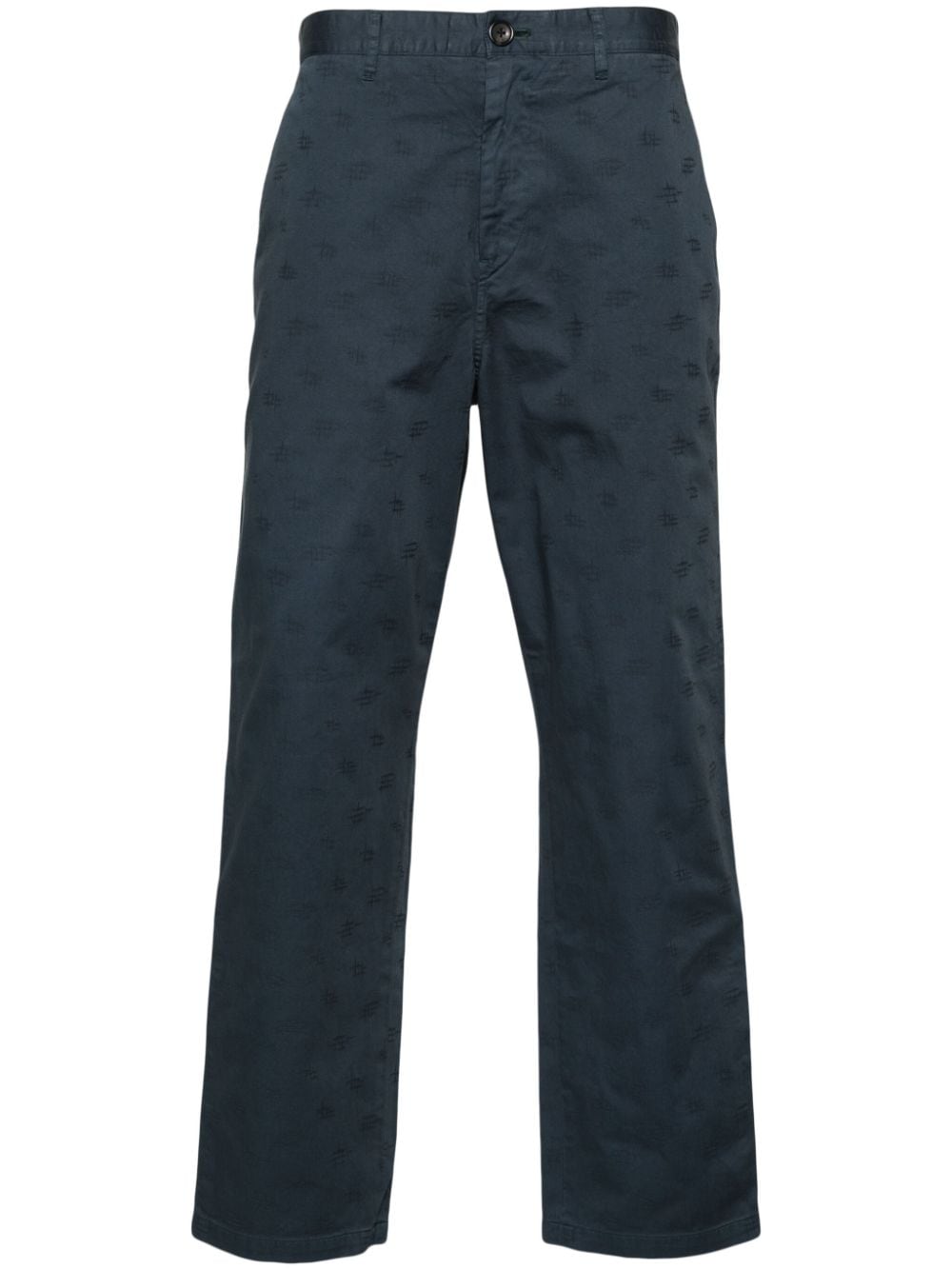 Ps By Paul Smith Monogram-jacquard Straight Trousers In Blue