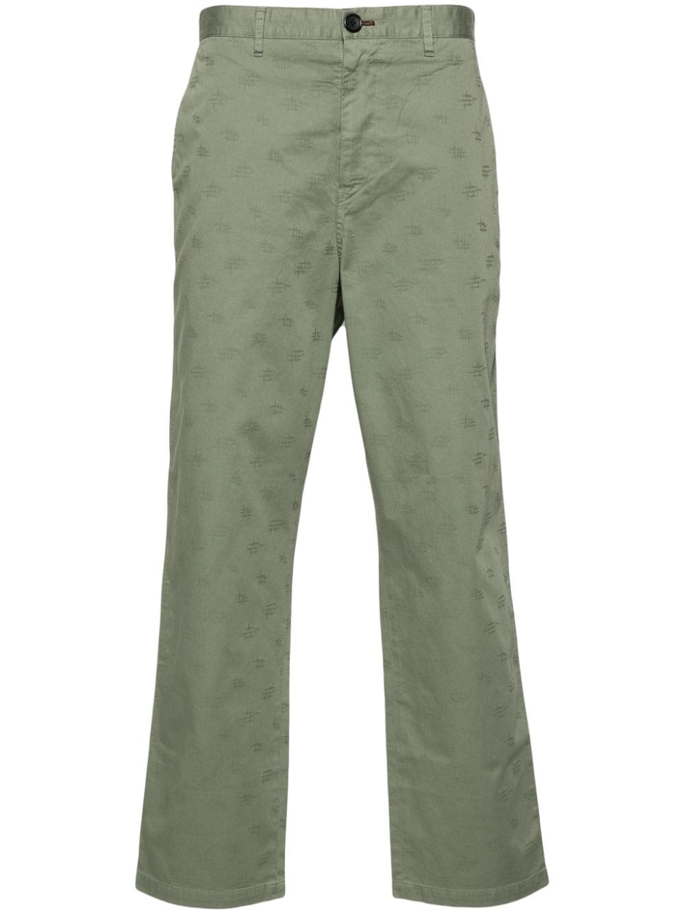 Ps By Paul Smith Monogram-jacquard Straight Trousers In Green