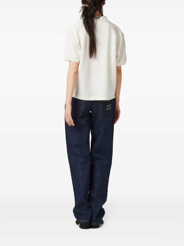 Miu Miu logo-embroidered Cotton Polo Shirt | White | FARFETCH JO