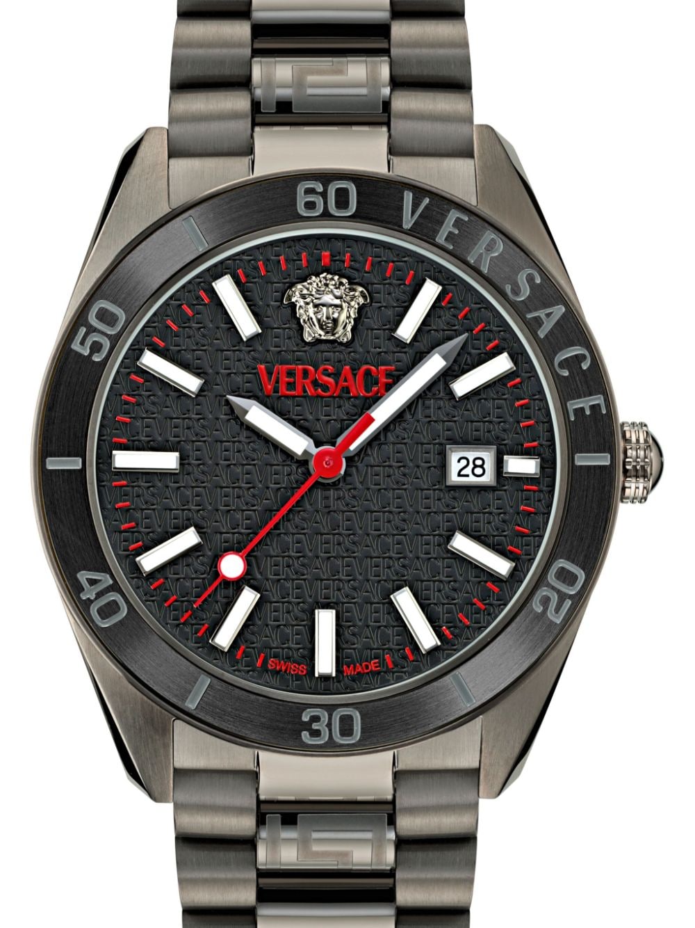 Versace V-Dome 42mm horloge - Grijs