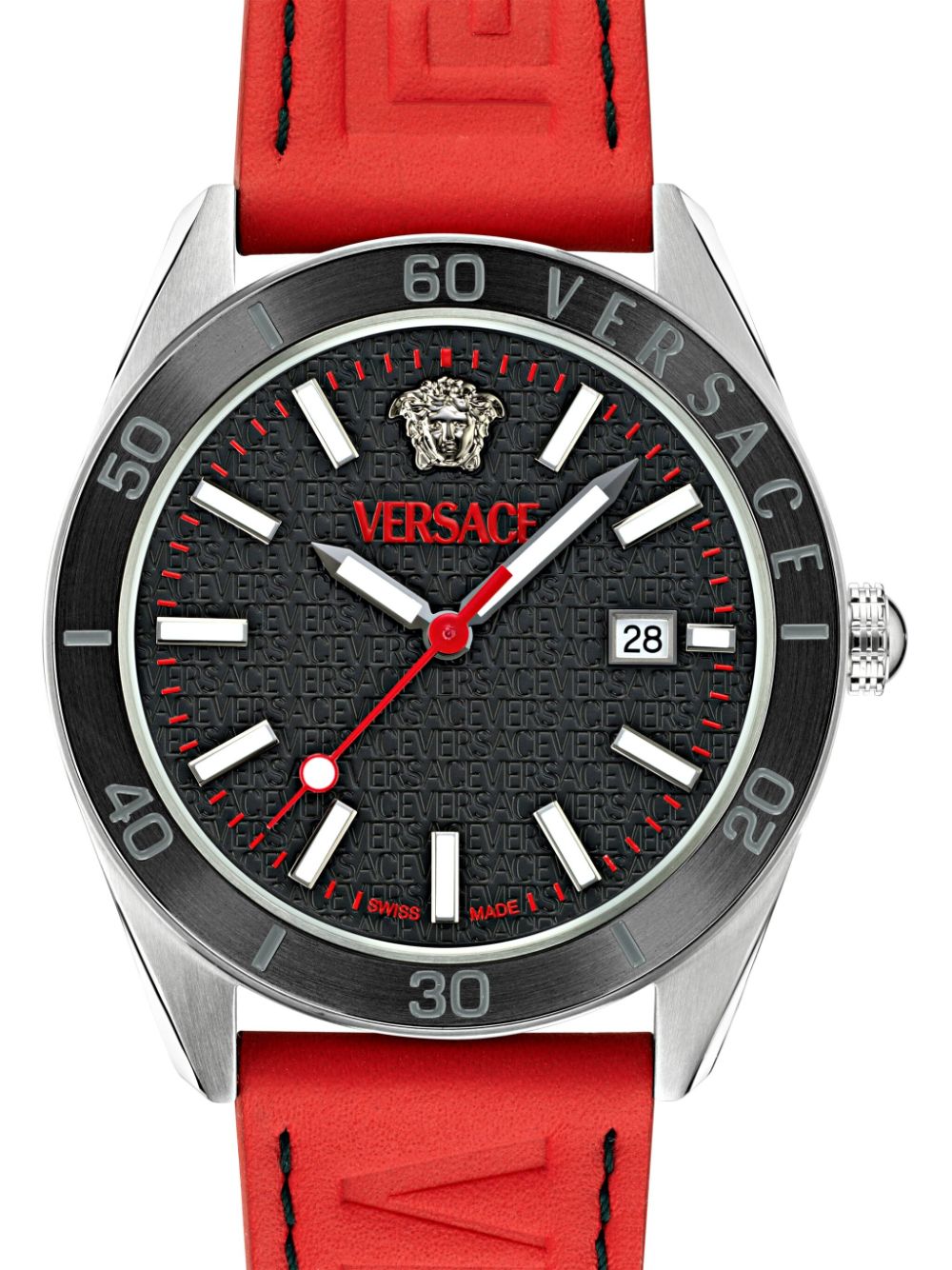 Versace V-Dome 42mm horloge - Zwart