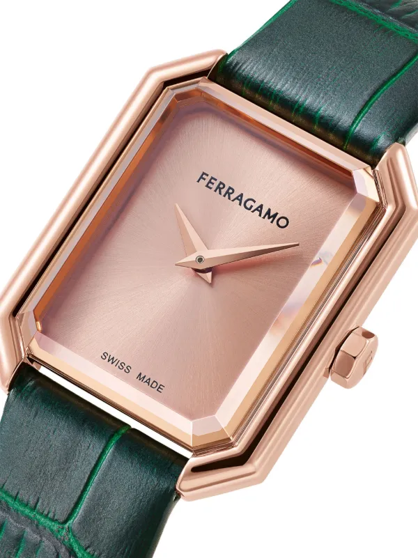 Salvatore Ferragamo ピンクレザー時計 Ferragamo Crystal Tank 33.5mm 腕時計 | ピンク | FARFETCH JP
