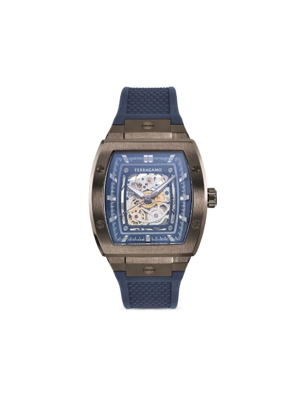 Ferragamo Reloj Tonneau Skeleton De 42mm Azul FARFETCH CL