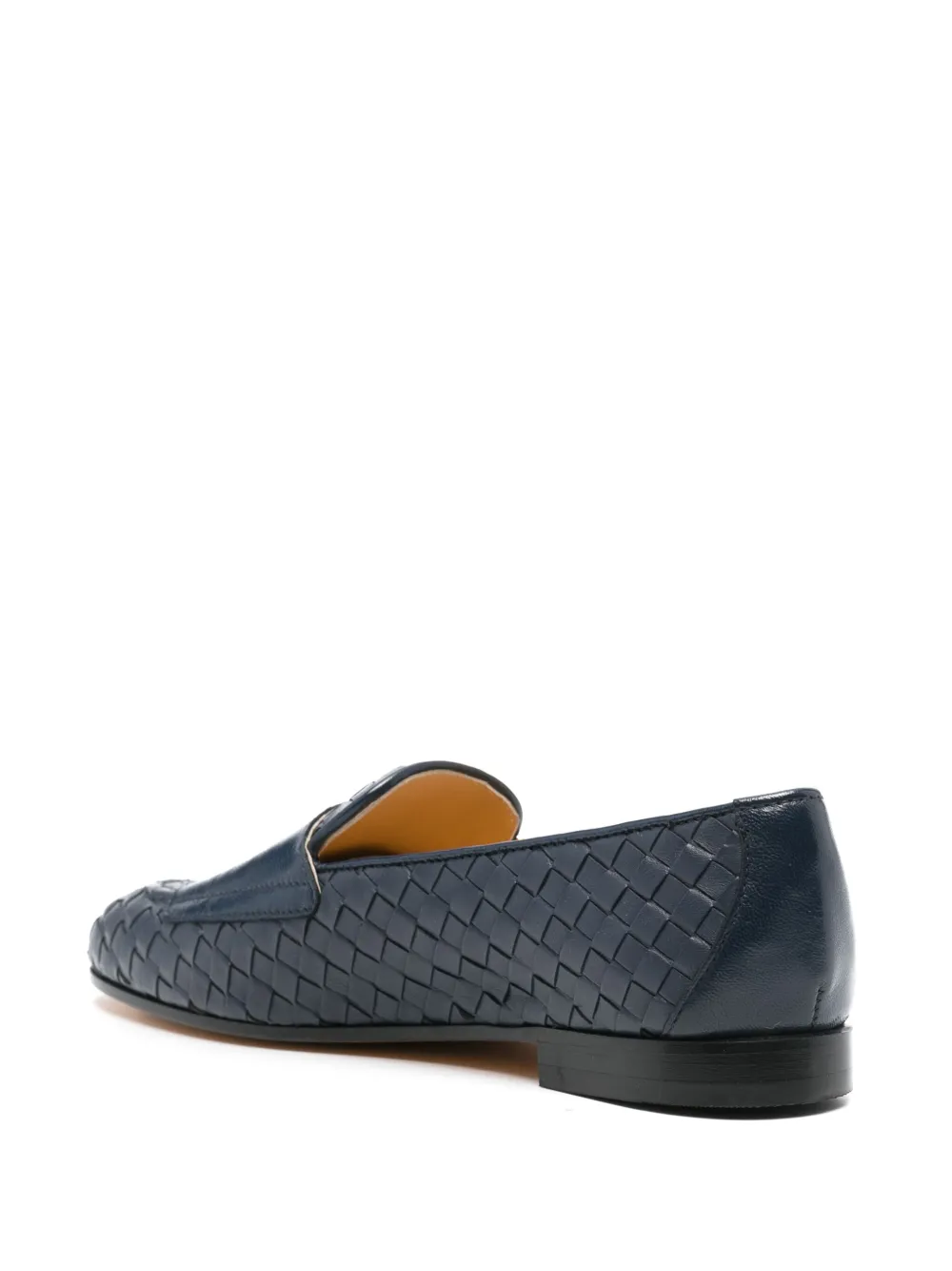 Shop Doucal's Interwoven Leather Loafers In Blue