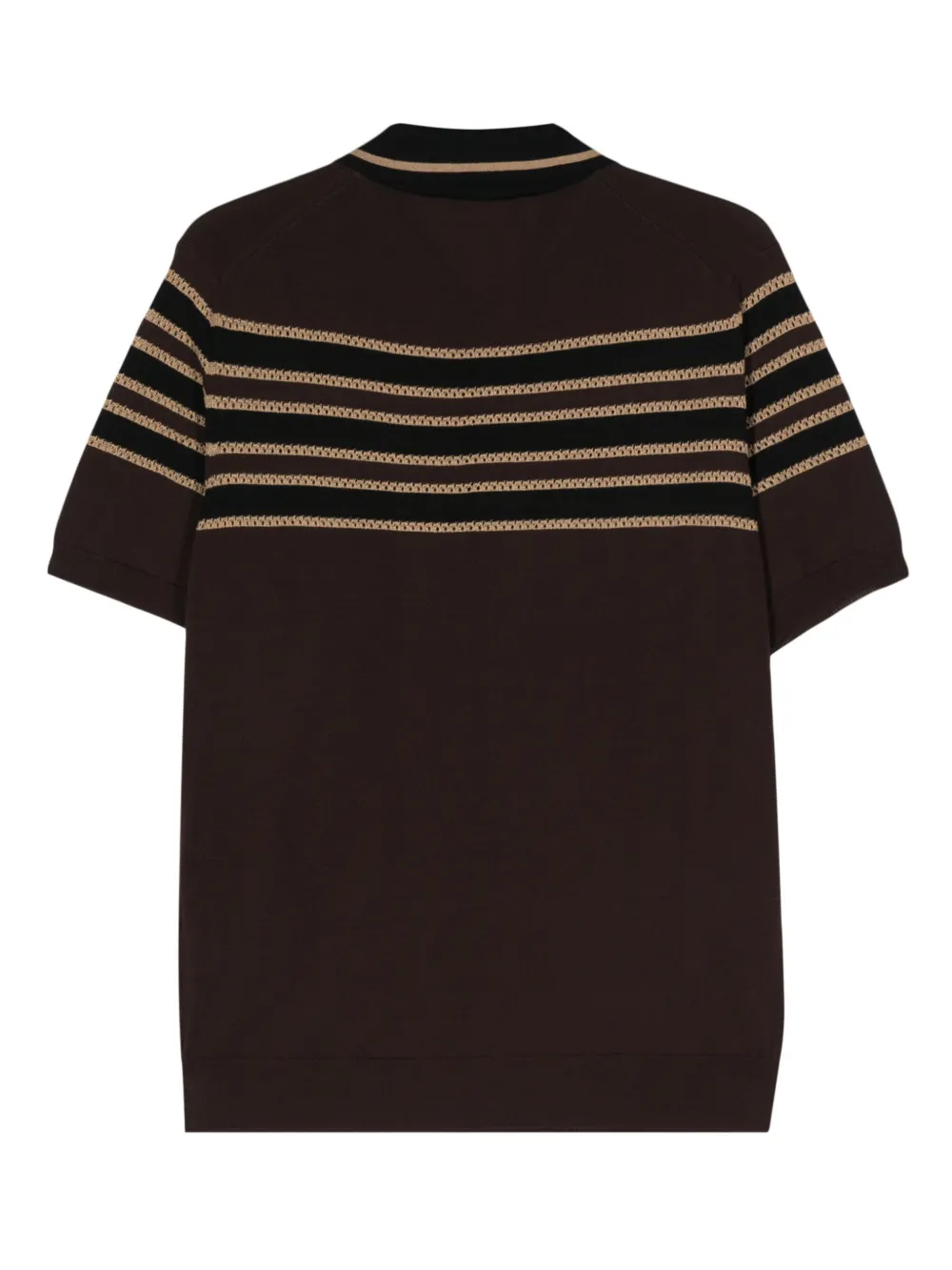 Shop Roberto Collina Open Knit-trim Polo Collar In Brown