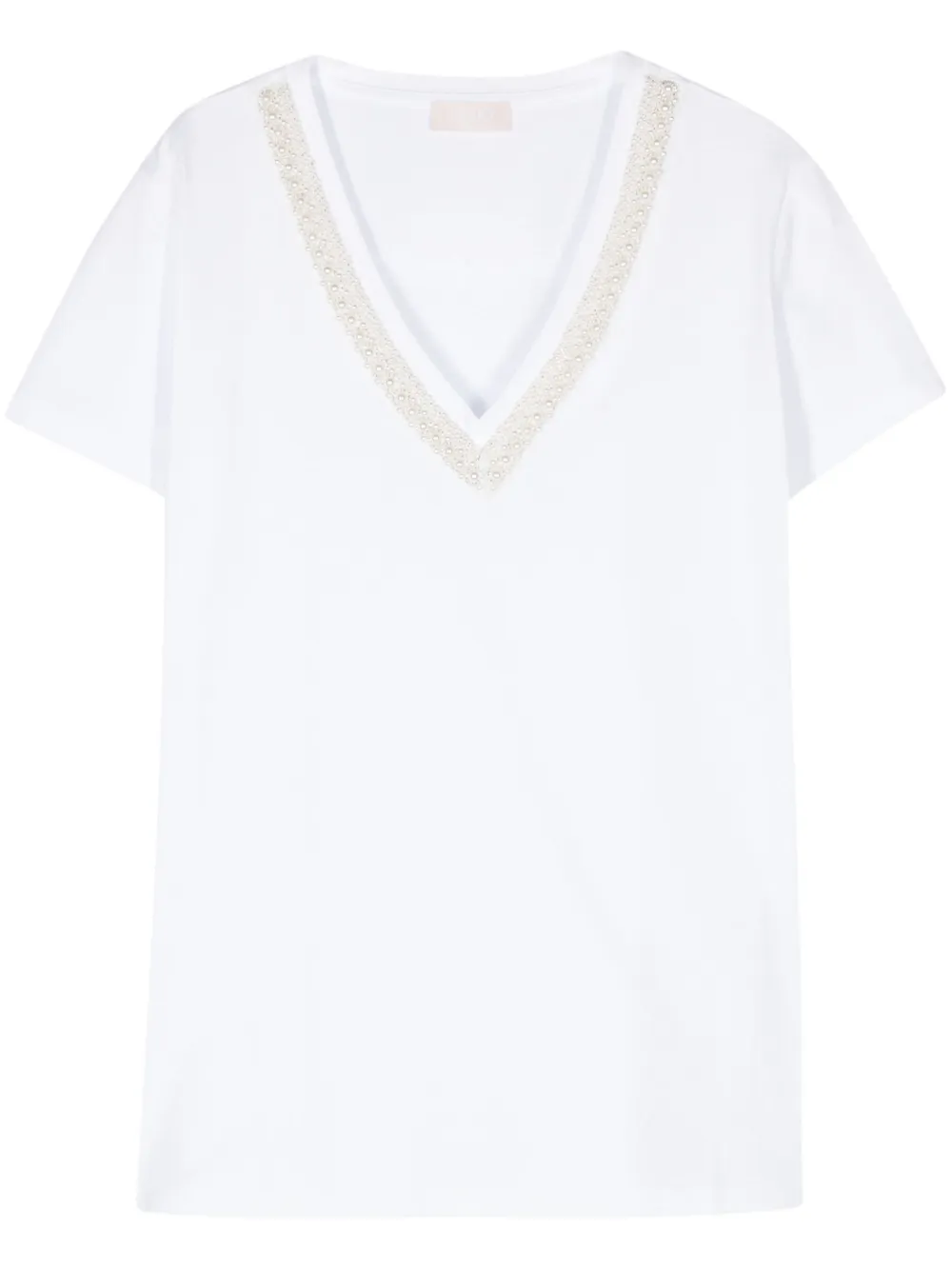 Liu •jo Faux Pearl-embellished T-shirt In White