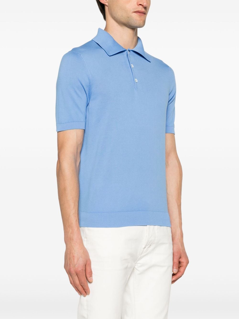 Shop Malo Buttoned Cotton Polo Shirt In Blue