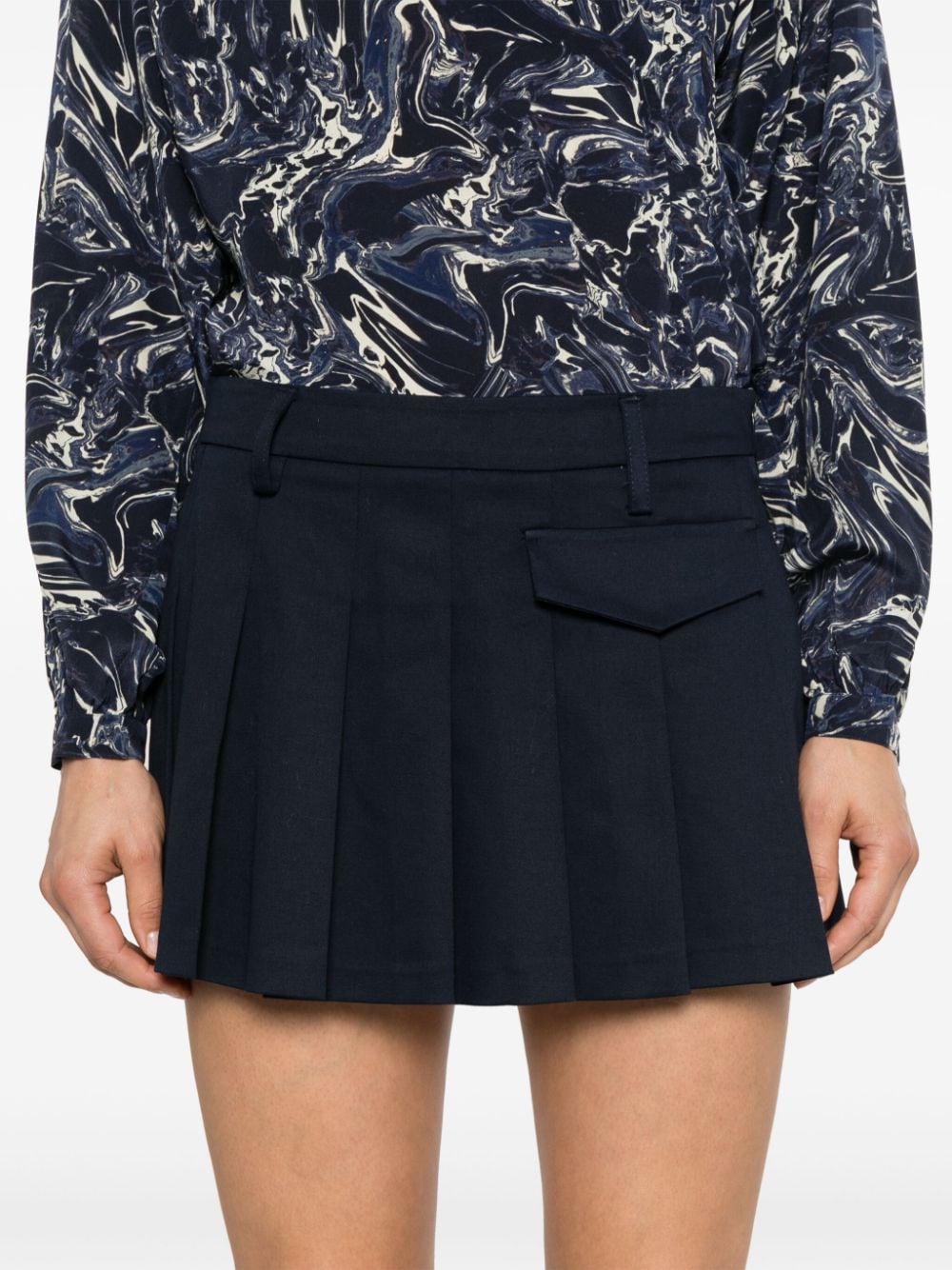 Shop Blanca Vita Gladio Pleated Mini Skirt In Blue