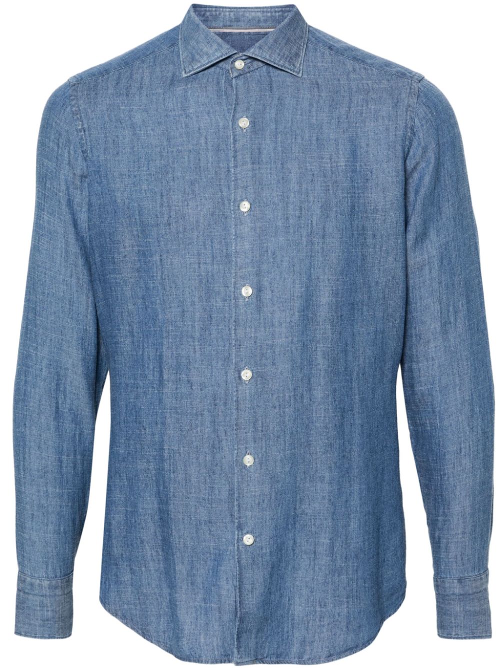 Tintoria Mattei Cutaway-collar Denim Shirt In Blue