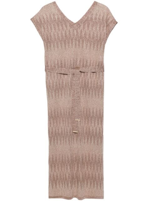 D.Exterior zigzag-print knitted midi dress