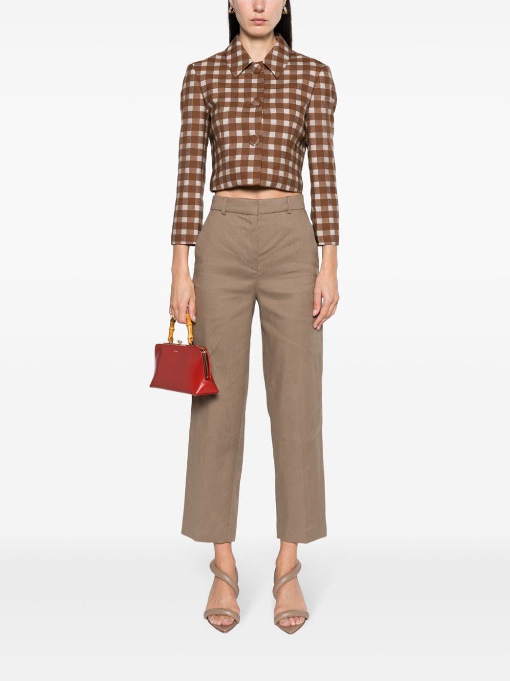 Shop Joseph Trina Mid-rise Cropped Trousers In Brown