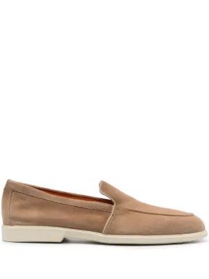 Santoni アーモンドトゥ スエードローファー | ブラウン | FARFETCH JP