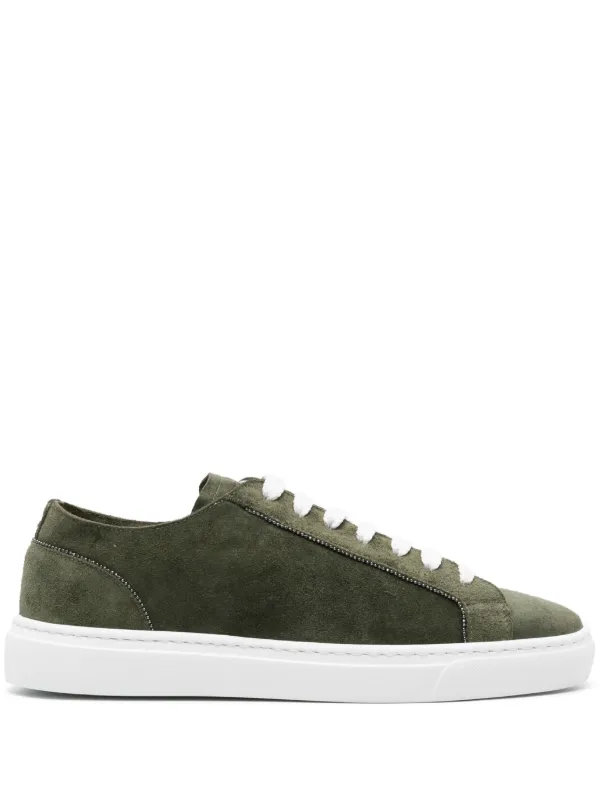 Doucal's Chain-detailed Suede Sneakers in Green