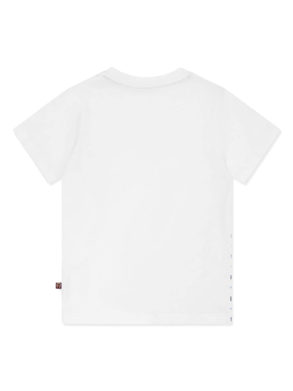 Shop Aigner Monogram-print Cotton T-shirt In White