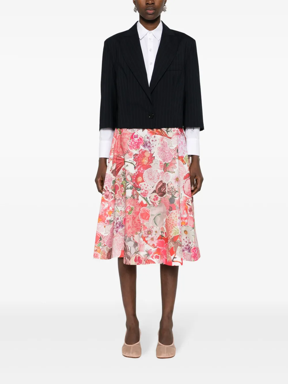 Shop Marni Floral-print Midi Skirt In Pink