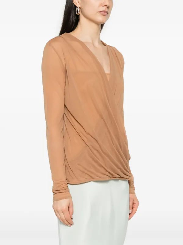 GIVENCHY★素敵！Beige Desert Neck Tie Cotton Blouse GIVENCHY Paris Womens Beige Desert Neck Tie Cotton Blouse