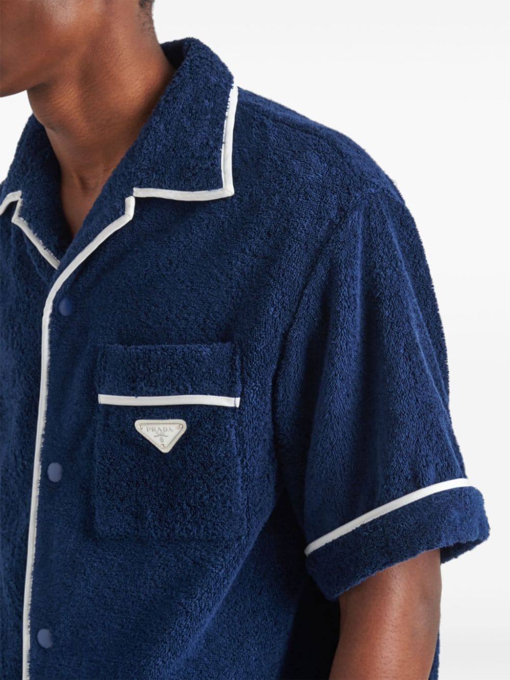 Shop Prada Cotton Bowling Shirt In Blau