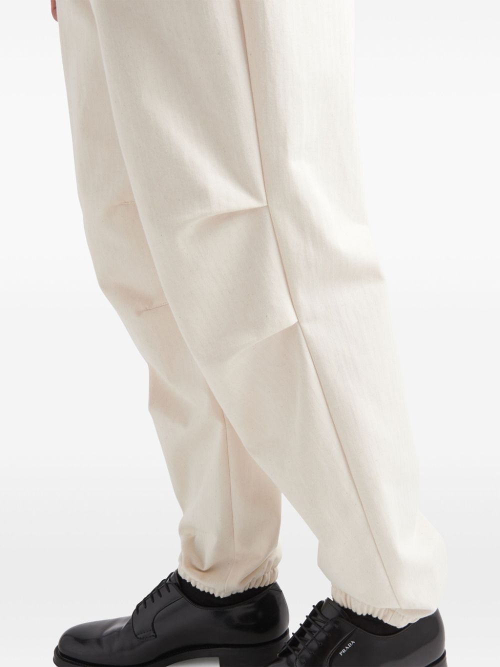 Shop Prada Herringbone Tapered Trousers In F0018 Neutral