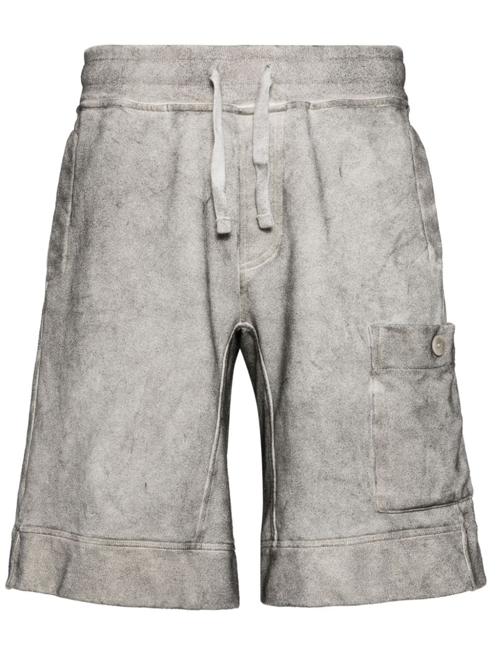 Shop Ten C Drawstring Cotton Track Shorts In Grey