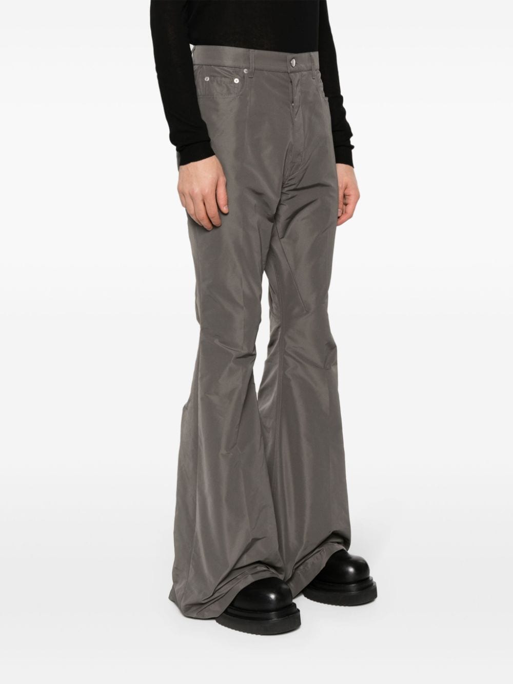 Shop Rick Owens Geth Flared Trousers In Grey