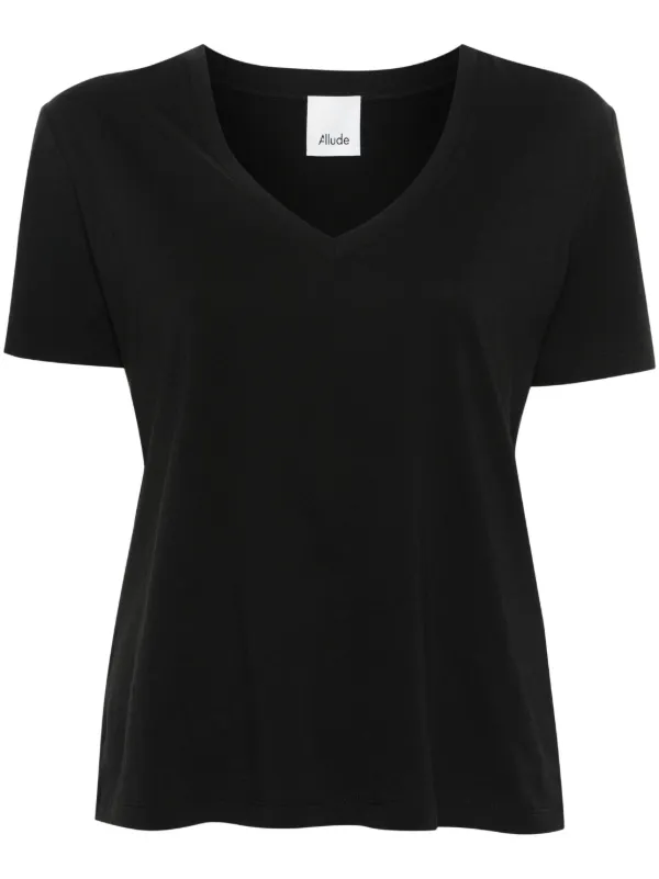 ALLUDE 売れ筋商品|||アリュード Tシャツ トップス レディース Tops Black 23051514_53421930_600.jpg