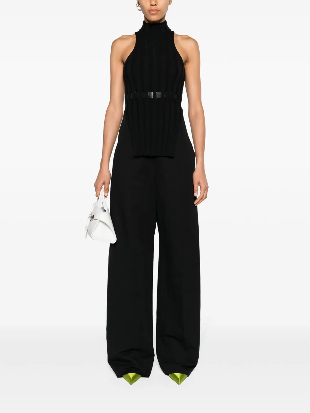 Max Mara Broek met wijde pijpen - Zwart
