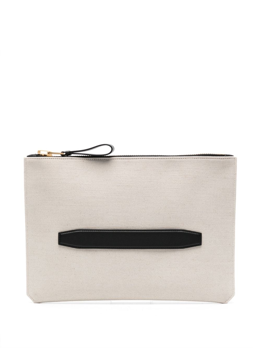 Tom Ford Buckley Canvas Clutch Bag In Neutrals