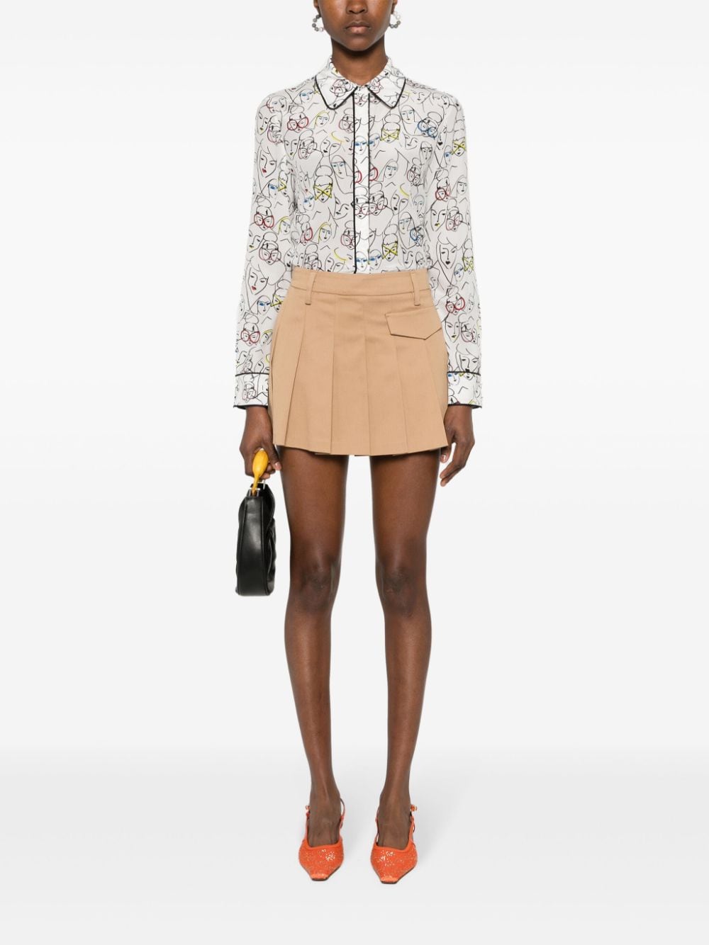 Blanca Vita pleated mini skirt - Beige