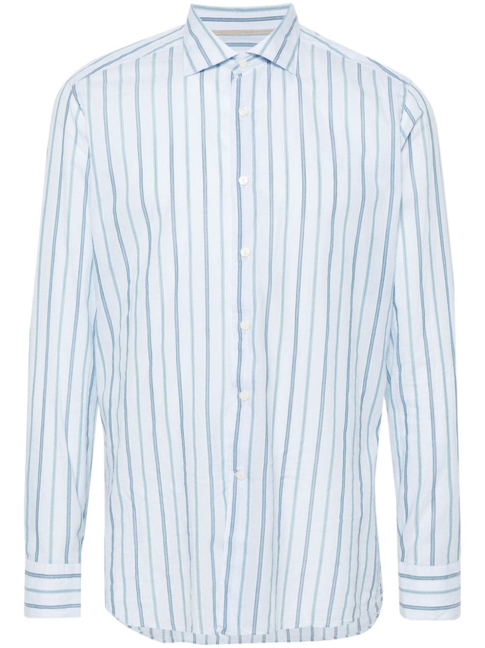 Tintoria Mattei Cutaway-collar Striped Shirt In Blue